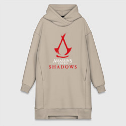 Женское худи-платье Assassins creed shadows logo, цвет: миндальный