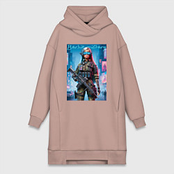 Женское худи-платье Barbie military - special forces, цвет: пыльно-розовый