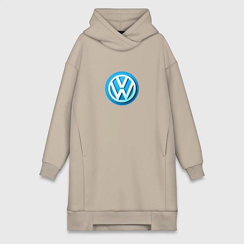 Женская толстовка-платье Volkswagen logo blue / Миндальный – фото 1