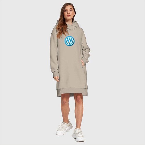 Женская толстовка-платье Volkswagen logo blue / Миндальный – фото 4