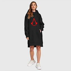 Женское худи-платье Red logo of assassins, цвет: черный — фото 2