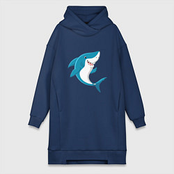 Женское худи-платье Веселая добрая акула, цвет: тёмно-синий