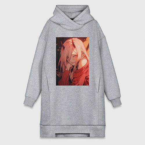 Женская толстовка-платье Человек-бензопила Пауэр Охотница на демонов / Меланж – фото 1