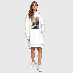 Женское худи-платье Человек-бензопила Кига одна из четырех всадников, цвет: белый — фото 2