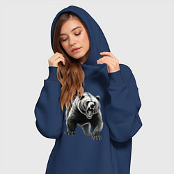 Женское худи-платье Ревущий медведь, цвет: тёмно-синий — фото 2