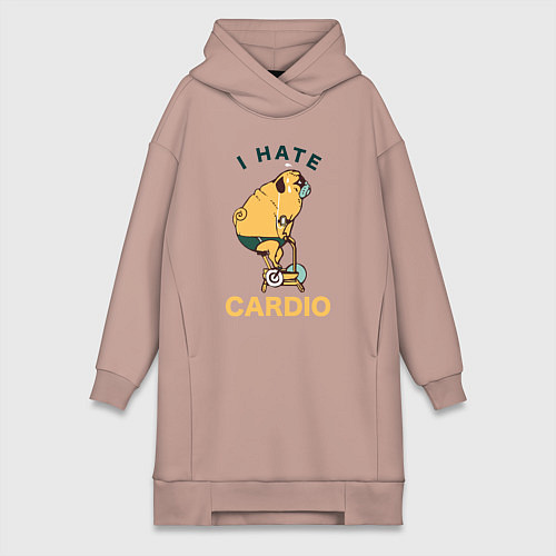 Женская толстовка-платье Мопс ненавидит кардио / Пыльно-розовый – фото 1