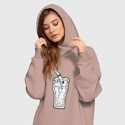 Женское худи-платье Пивной ныряльщик, цвет: пыльно-розовый — фото 2