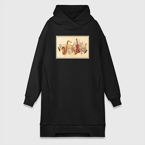 Женская толстовка-платье Музыка нас связала / Черный – фото 1