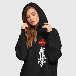 Женское худи-платье Карате киокусинкай логотип, цвет: черный — фото 2