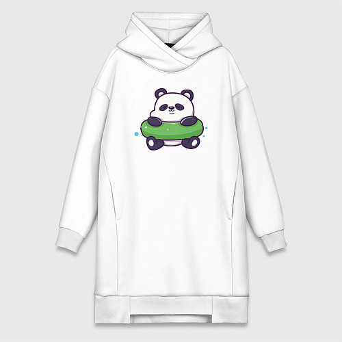 Женская толстовка-платье Панда в надувном круге / Белый – фото 1