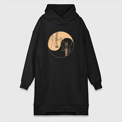 Женское худи-платье Инь ян гитарки, цвет: черный