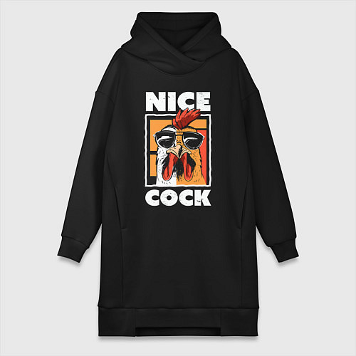 Женская толстовка-платье Nice cock / Черный – фото 1