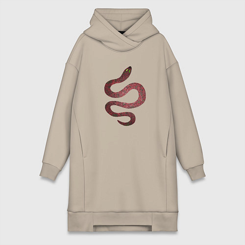 Женская толстовка-платье Змея красная / Миндальный – фото 1