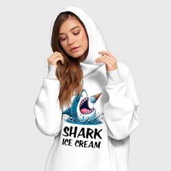 Женское худи-платье Shark ice cream - ai art, цвет: белый — фото 2