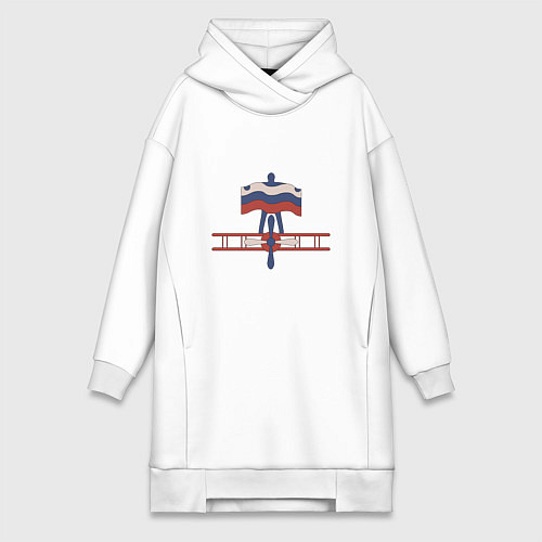 Женская толстовка-платье Ретро самолет кукурузник и флаг подарок пилоту ден / Белый – фото 1