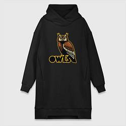 Женское худи-платье Owls, цвет: черный