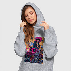 Женское худи-платье Ковбой Бибоп Спайк Шпигель Красный дракон, цвет: меланж — фото 2