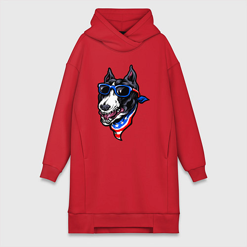 Женская толстовка-платье Американский пёсик / Красный – фото 1