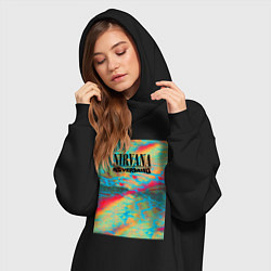 Женское худи-платье Nirvana nevermind album, цвет: черный — фото 2