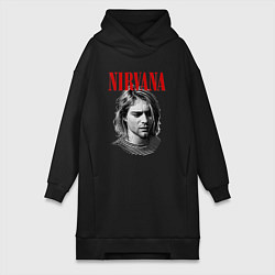 Женское худи-платье Nirvana kurt donald cobain, цвет: черный