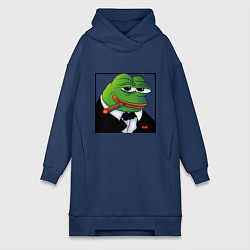 Женское худи-платье Пепе буржуй в смокинге, цвет: тёмно-синий