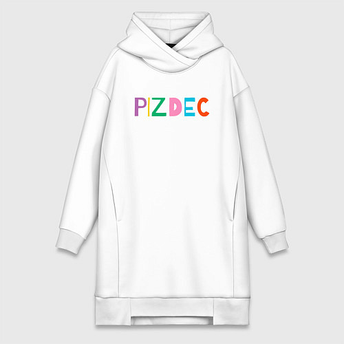 Женская толстовка-платье Пиздец на латинице - pizdec / Белый – фото 1
