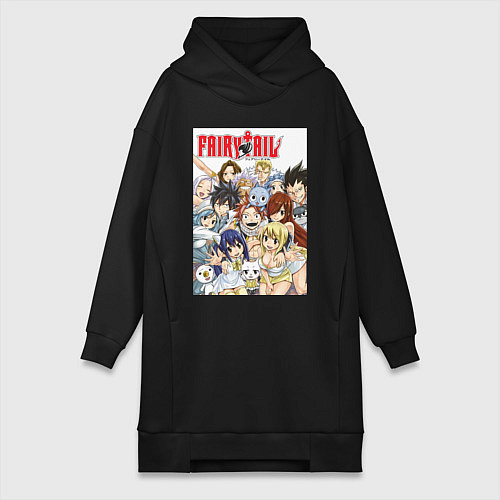 Женская толстовка-платье Хвост Феи Нацу Драгнил убийца драконов / Черный – фото 1