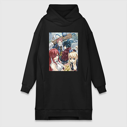 Женская толстовка-платье Хвост Феи Эрза Скарлет Грей Фуллбастер / Черный – фото 1