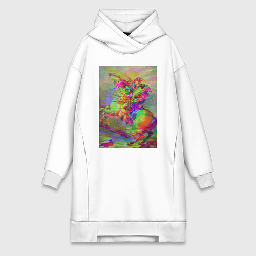 Женская толстовка-платье Бонапарт на перевале Сен-Бернар с глюками / Белый – фото 1