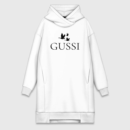 Женская толстовка-платье Гусси - летящие / Белый – фото 1