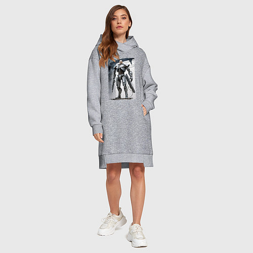 Женская толстовка-платье Ленин робот - киборг ai art / Меланж – фото 4