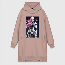 Женское худи-платье Cyber Barbie - ai art future, цвет: пыльно-розовый