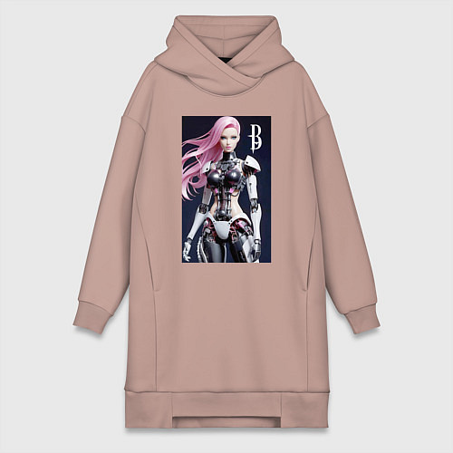 Женская толстовка-платье Cyber Barbie - ai art future / Пыльно-розовый – фото 1