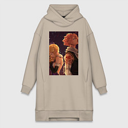 Женское худи-платье Хвост Феи Нацу Драгнил Люси Хартфилия, цвет: миндальный
