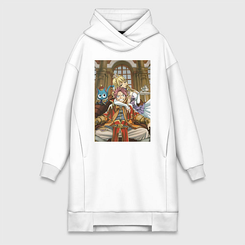 Женская толстовка-платье Хвост Феи Нацу Драгнил король арт / Белый – фото 1