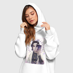 Женское худи-платье Клинок, рассекающий демонов Синобу Котё, цвет: белый — фото 2