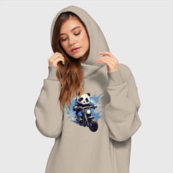 Женское худи-платье Панда-мотоциклист, цвет: миндальный — фото 2