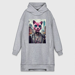 Женское худи-платье Модная кошечка из Нью-Йорка, цвет: меланж