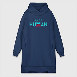 Женское худи-платье Once human logo, цвет: тёмно-синий