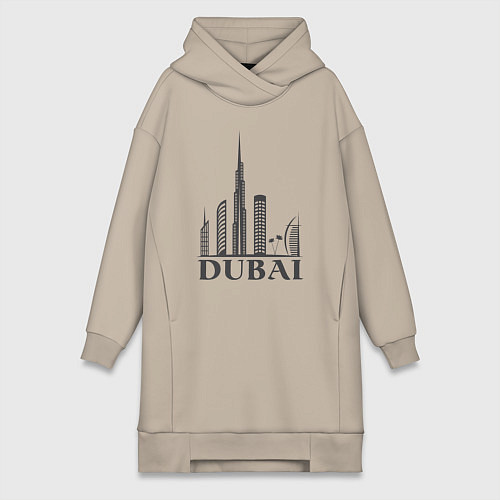 Женская толстовка-платье Dubai city style / Миндальный – фото 1