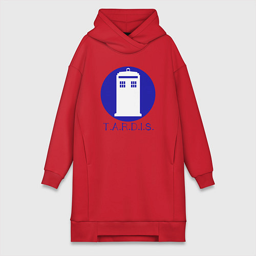 Женская толстовка-платье Blue tardis / Красный – фото 1