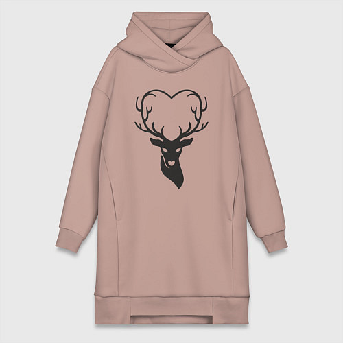 Женская толстовка-платье Love deer / Пыльно-розовый – фото 1