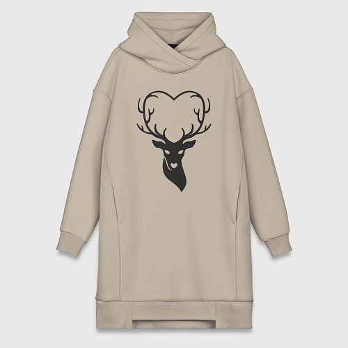 Женская толстовка-платье Love deer / Миндальный – фото 1