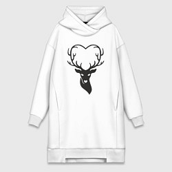 Женское худи-платье Love deer, цвет: белый