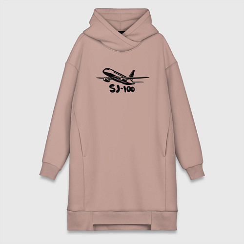 Женская толстовка-платье Сухой Суперджет 100 черный с надписью / Пыльно-розовый – фото 1