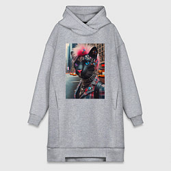 Женское худи-платье Голубоглазая пантера модница из Нью-Йорка - нейрос, цвет: меланж