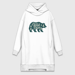 Женское худи-платье Силуэт медведя, цвет: белый