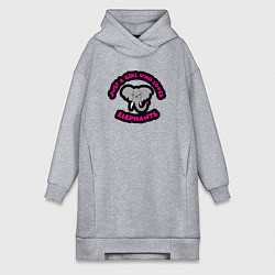 Женское худи-платье Девочка любящая слонов, цвет: меланж