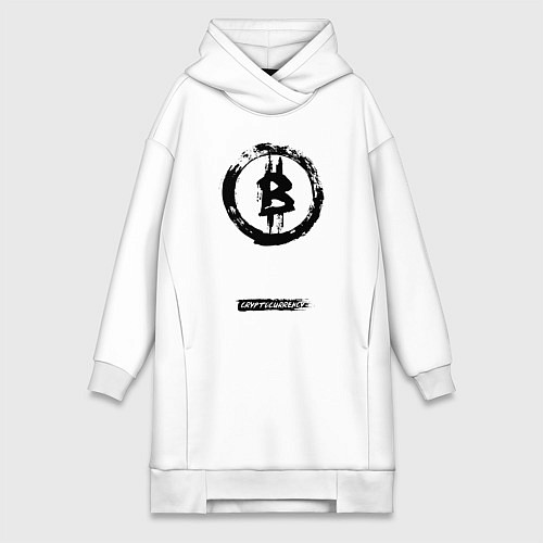 Женская толстовка-платье Биткоин - криптовалюта символ / Белый – фото 1