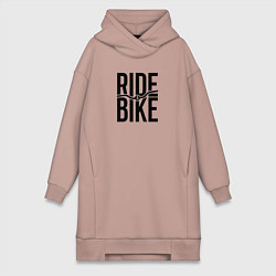 Женское худи-платье Black ride bike, цвет: пыльно-розовый